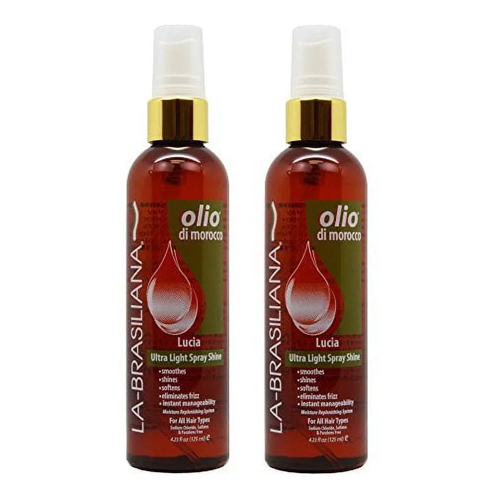 La-Brasiliana Olio Di Morocco Lucia Ultra Light Spray Shine 4.23oz "Pack of 2"