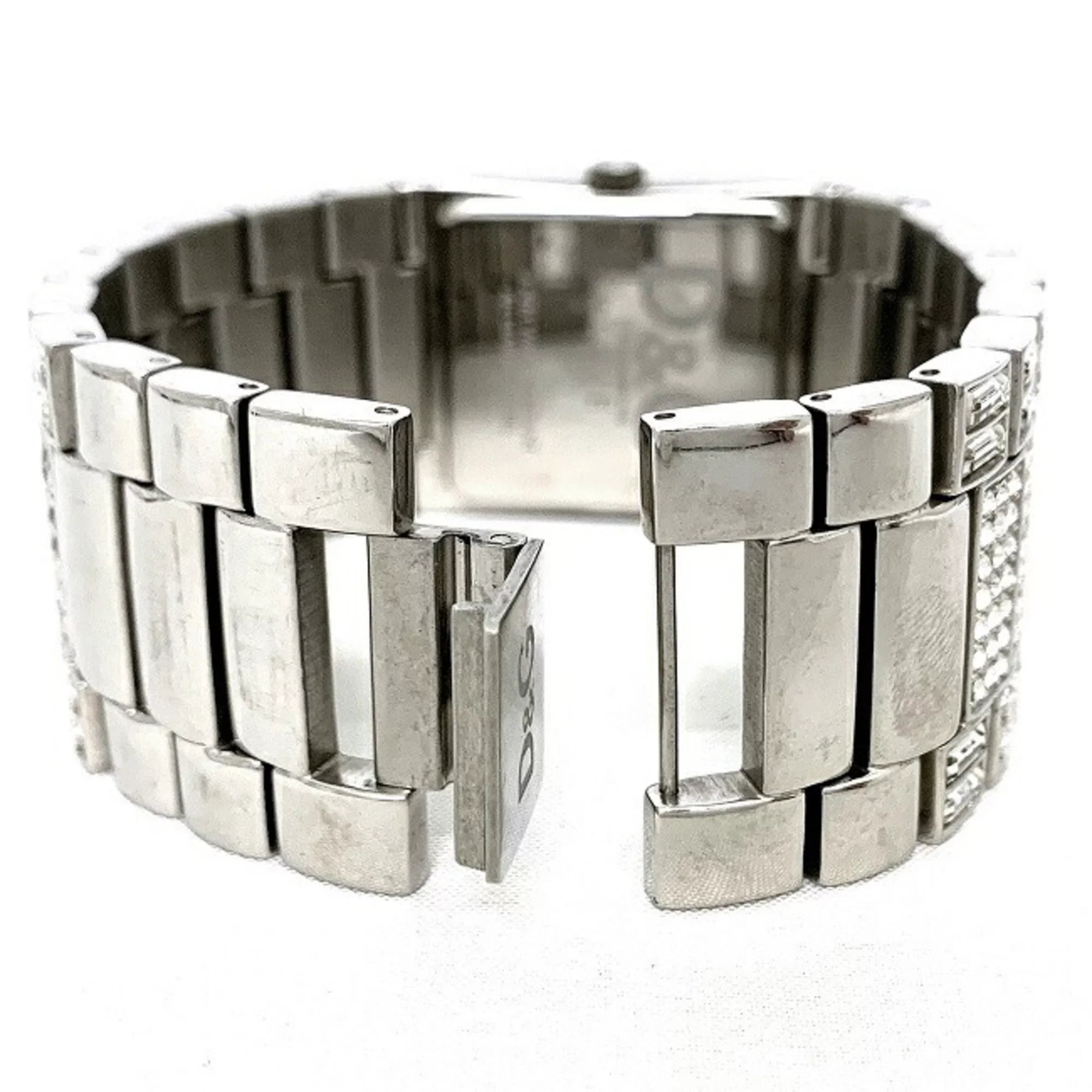 Pre-Owned Dolce & Gabbana Watch Silver Rhinestone SS D G Ladies Stainless Steel Quartz Square 2 Hands Analog (Good)