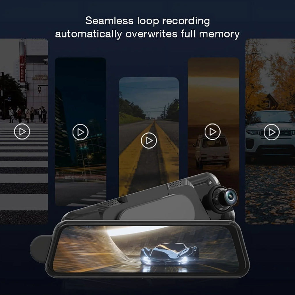 GRDIAN Arc4K 10" Rear-View Mirror Camera, Dual-Channel Front and Rear, Touchscreen, Parking Mode, Seamless Magnetic Mount Design