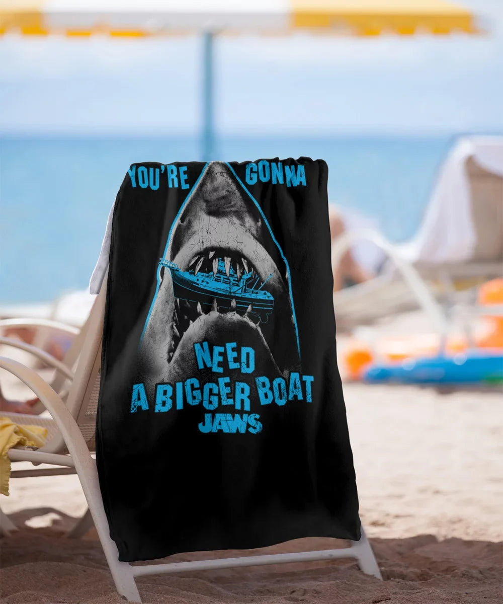 Jaws, 30"x60" Boat in Mouth Beach Towel
