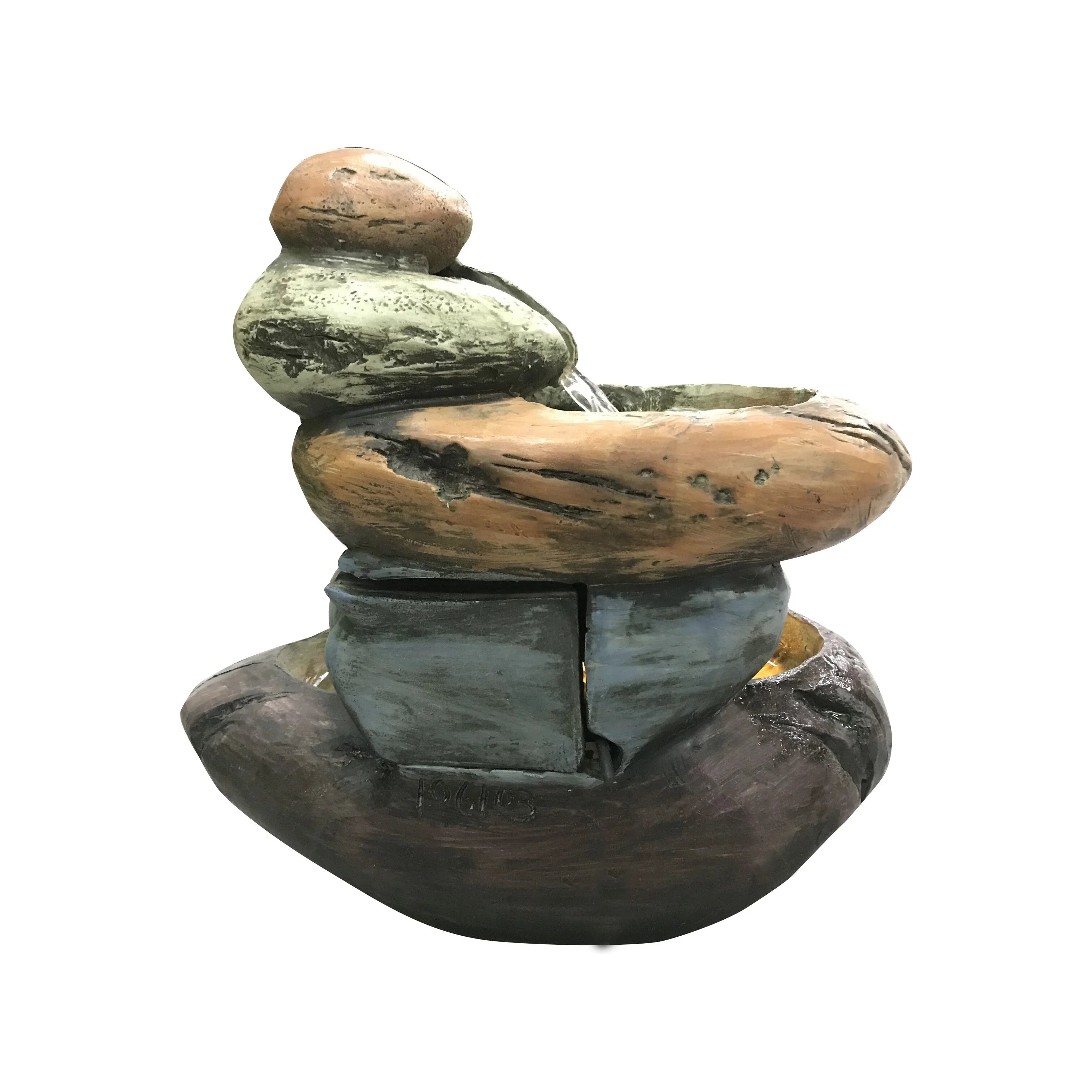 Multicolour Stone Tabletop Fountain With Warm White LED Lights