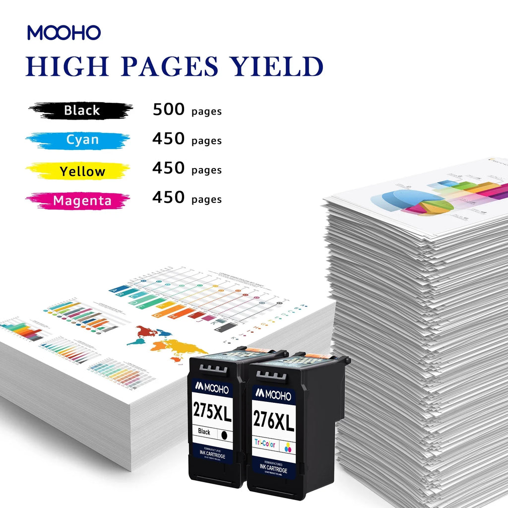 275XL and 276XL Ink Cartridges Combo Pack Replacement for Printer Ink 275 276 Combo Pack 275XL 276XL PG-275 CL-276 for Pixma TS3522 TR4720 TR4700 TR4722 TS3500 TS3520 (4-Pack)
