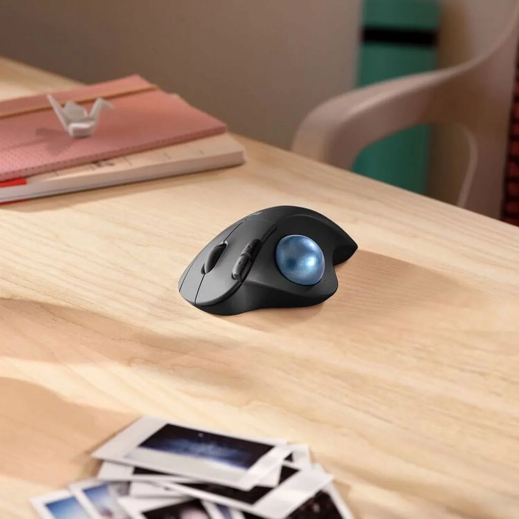 Logitech Ergonomic Wireless Trackball Mouse, Easy Thumb Control, Smooth Tracking, Ebony