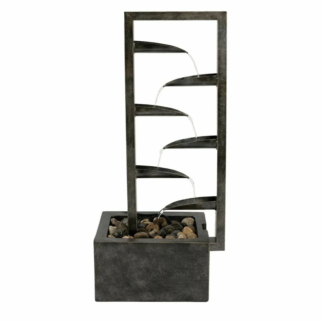 Outdoor 34 Inch Metal Concrete Backyard Oasis Zen Waterfall Fountain
