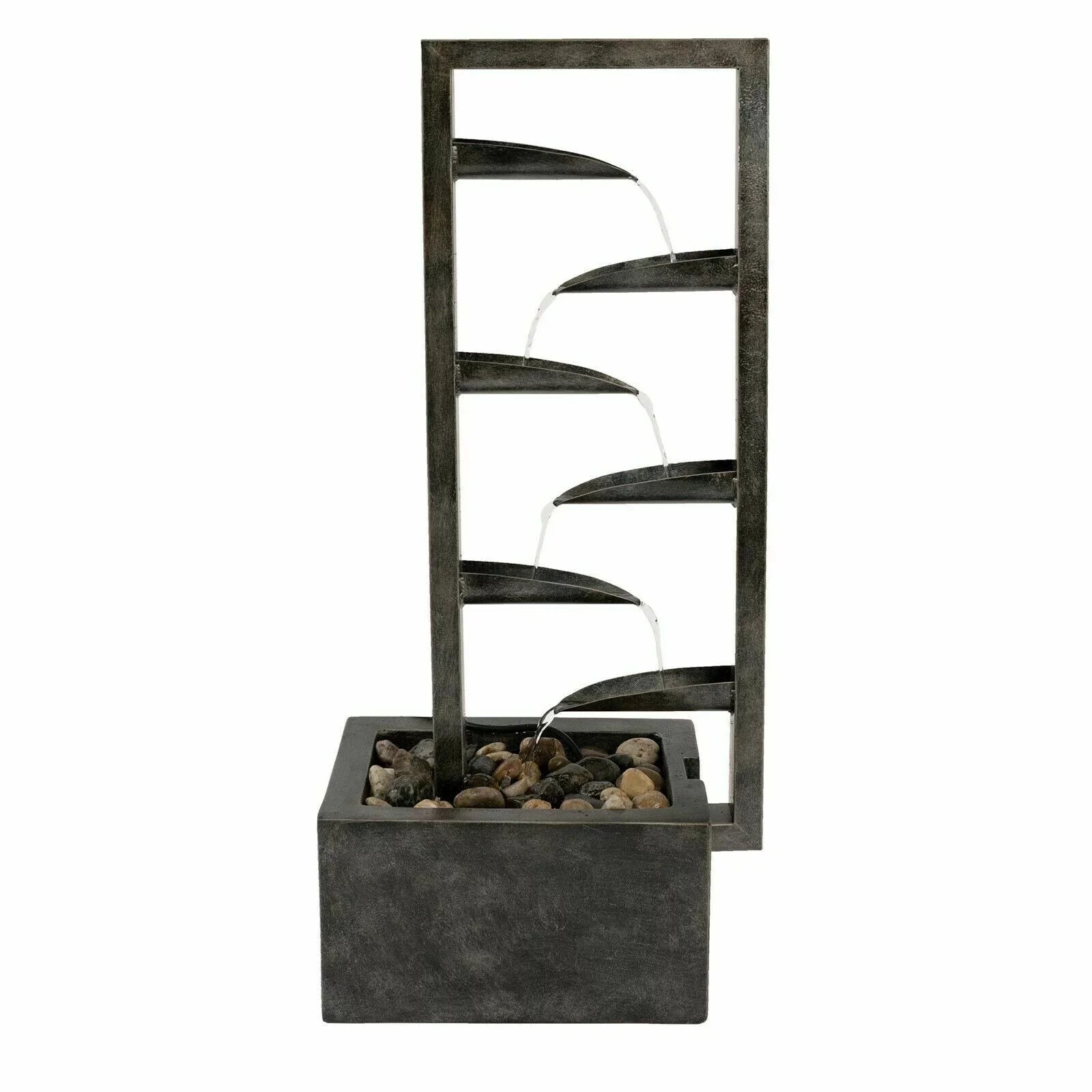 Outdoor 34 Inch Metal Concrete Backyard Oasis Zen Waterfall Fountain
