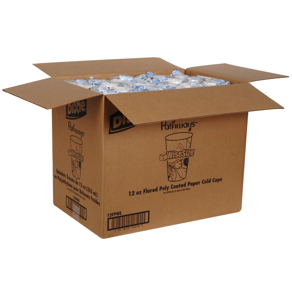 Dixie® (12FPWS) 12 oz. Polycoated Paper Cold Cup by GP PRO (Georgia-Pacific), Pathways, 1,200 Count (50 Cups Per Sleeve, 24 Sleeves Per Case)