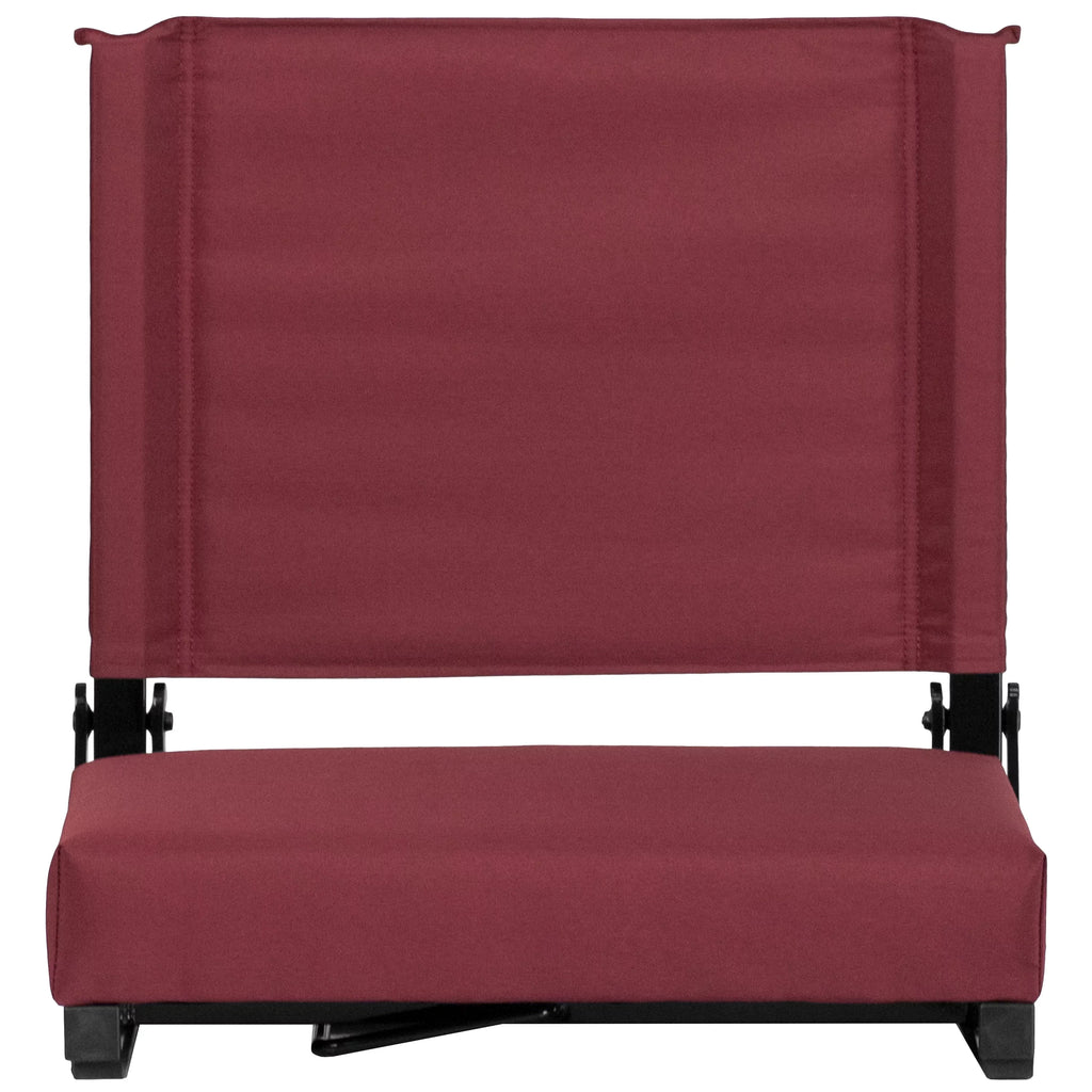 Flash Furniture Grandstand Comfort Seats by Flash - 500 lb. Rated Load Stadium Chair with Handle & Ultra-Padded Seat, Maroon