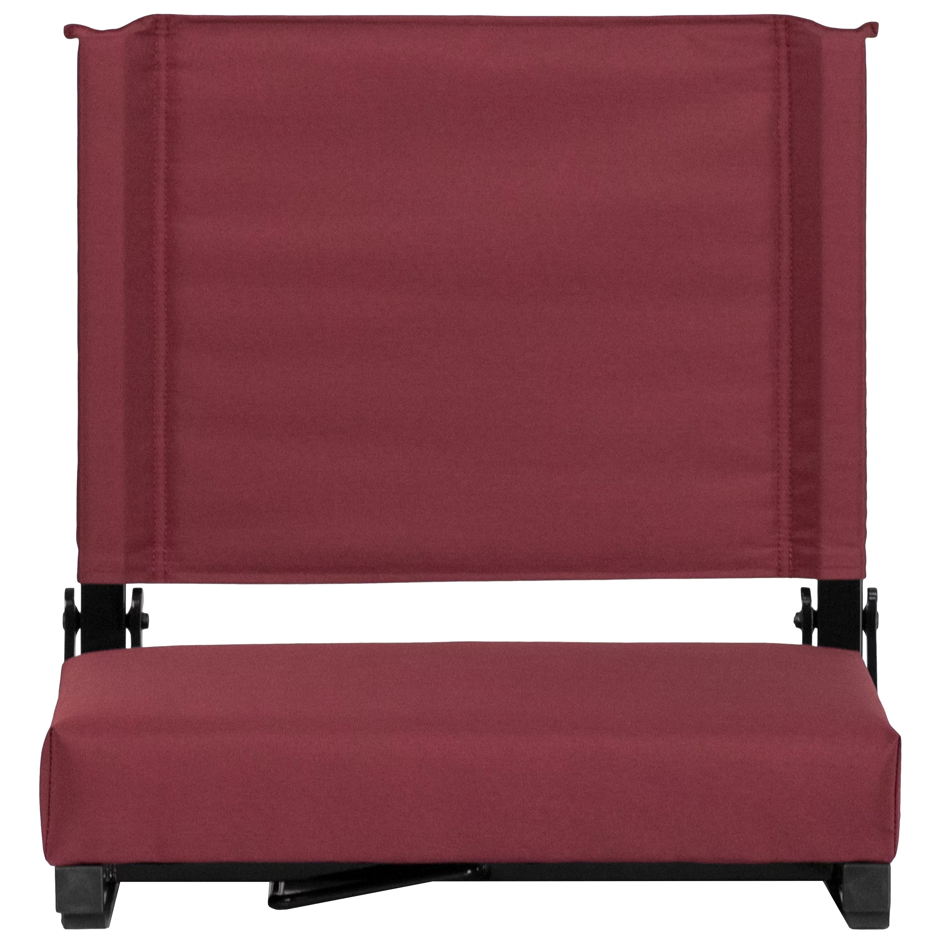 Flash Furniture Grandstand Comfort Seats by Flash - 500 lb. Rated Load Stadium Chair with Handle & Ultra-Padded Seat, Maroon