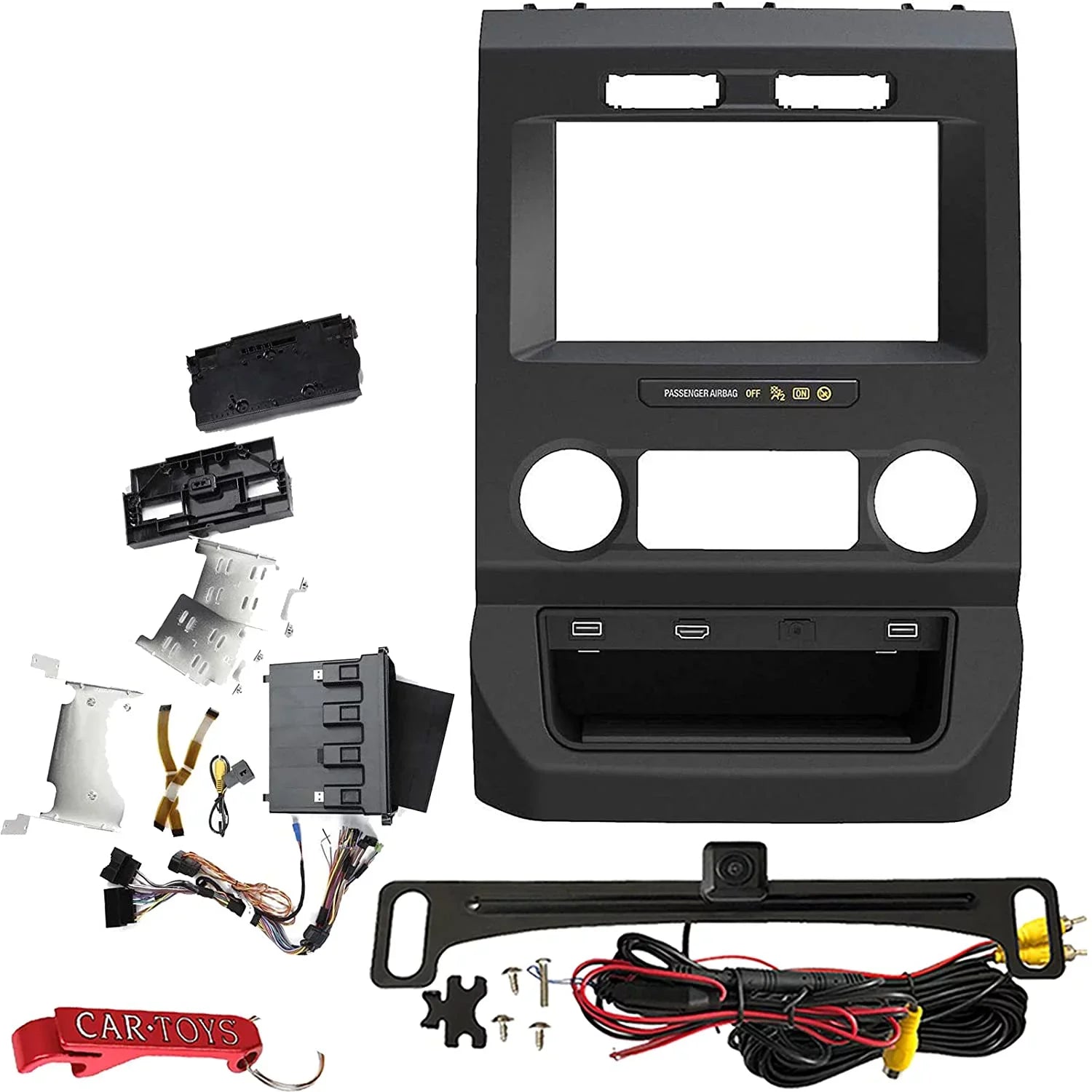 Maestro KIT-FTR1 Dash Kit and T-Harness Safe Driver's Bundle with ACAM4 Backup Camera. for F150 2015 and Newer, and Super Duty 2017 and Newer Trucks with 4.3 inch Screen
