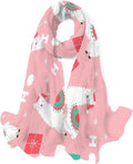 Hyjoy Christmas Llama Presents Long Silk Neck Scarf Load Shawl Wrap Scarves for Women Girls