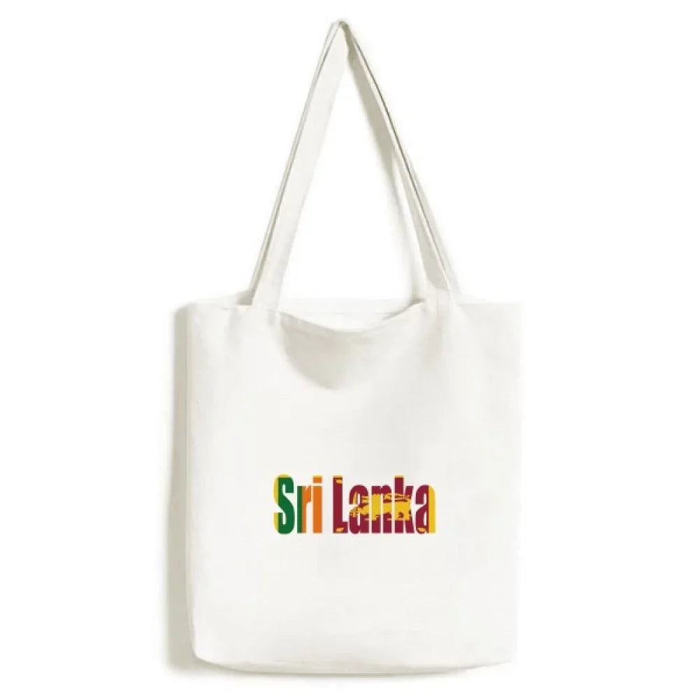 Srilanka Country Flag Name Tote Canvas Bag Shopping Satchel Casual Handbag