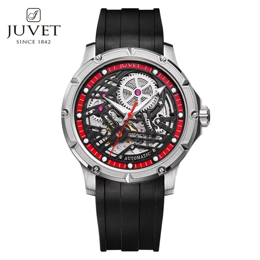 JUVET Mens Automatic Watch Fashion Skeleton Mechanical Watch Waterproof Watch for Men JV7011A1
