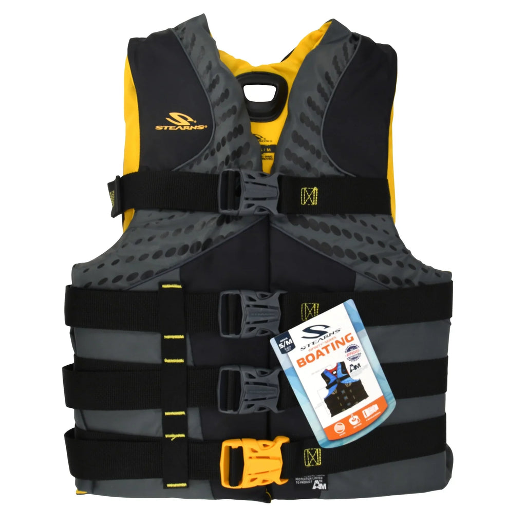 Stearns Men's Infinity Nylon Life Vest for Adults 90+ Pounds, 2XL/3XL, Yellow/Gray
