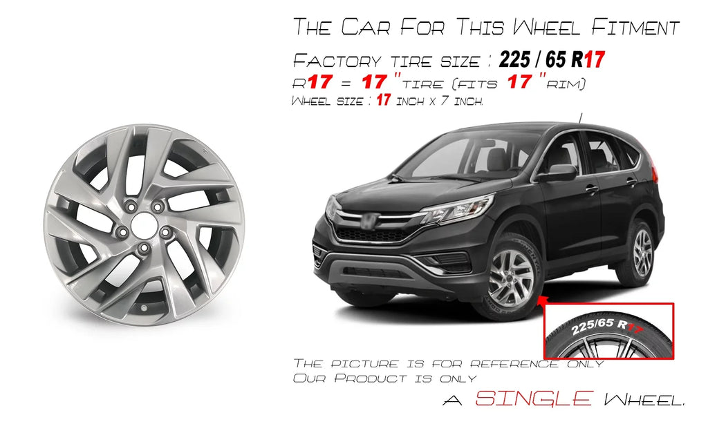 Velospinner Alloy 17" x 7" Automotive Rim Brand New Single Silver Wheel for Honda CR-V 2015, 2016 Twisted spoke OEM Quality Replacement 64069A