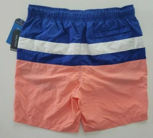 Nautica Men's Colorblocked 8" Swim Trunks T01131 in Pale Coral-2XL