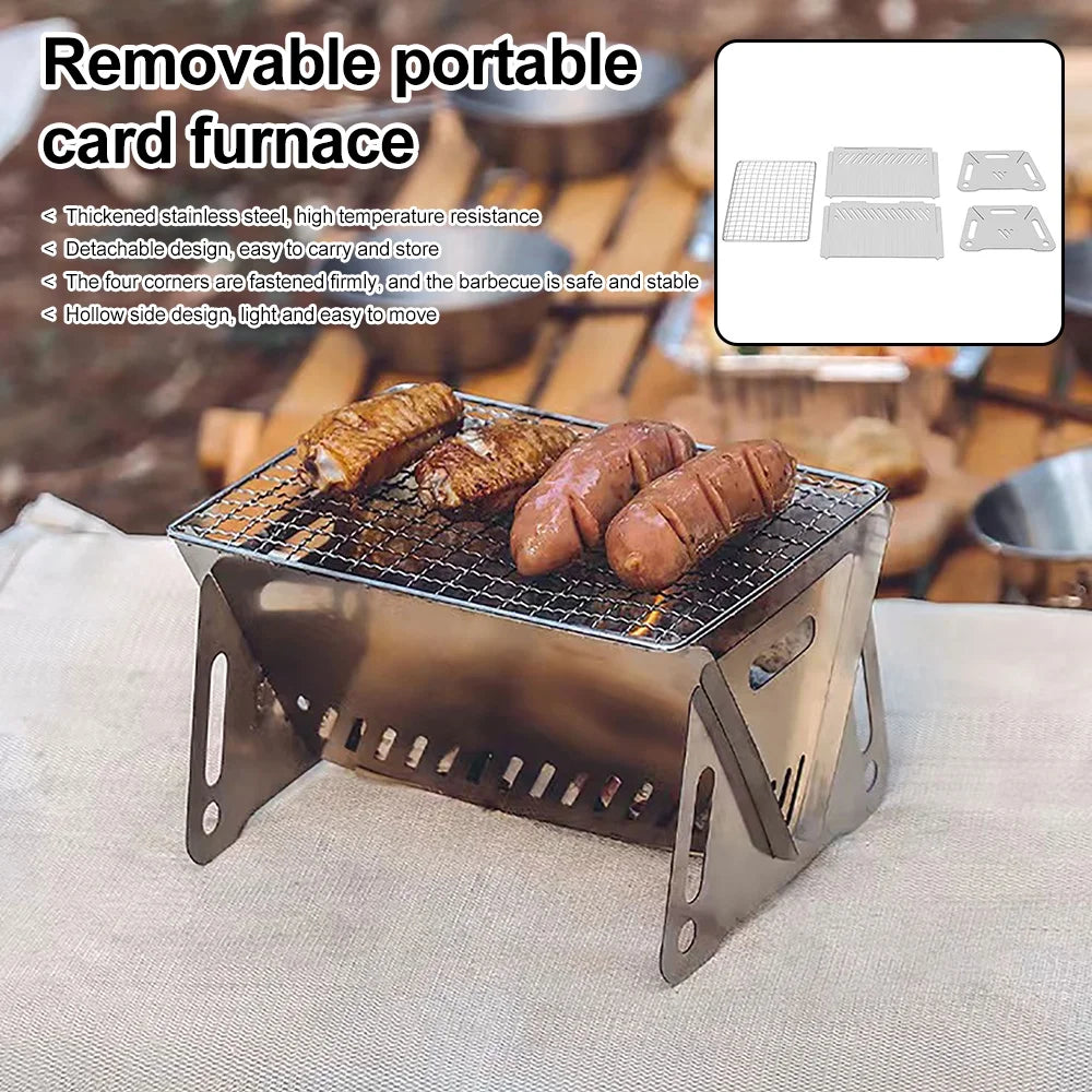 occkic Folding Charcoal Grill Portable Barbecue Grill Stainless Steel Mini BBQ Grill for Outdoor Cooking Camping Picnic