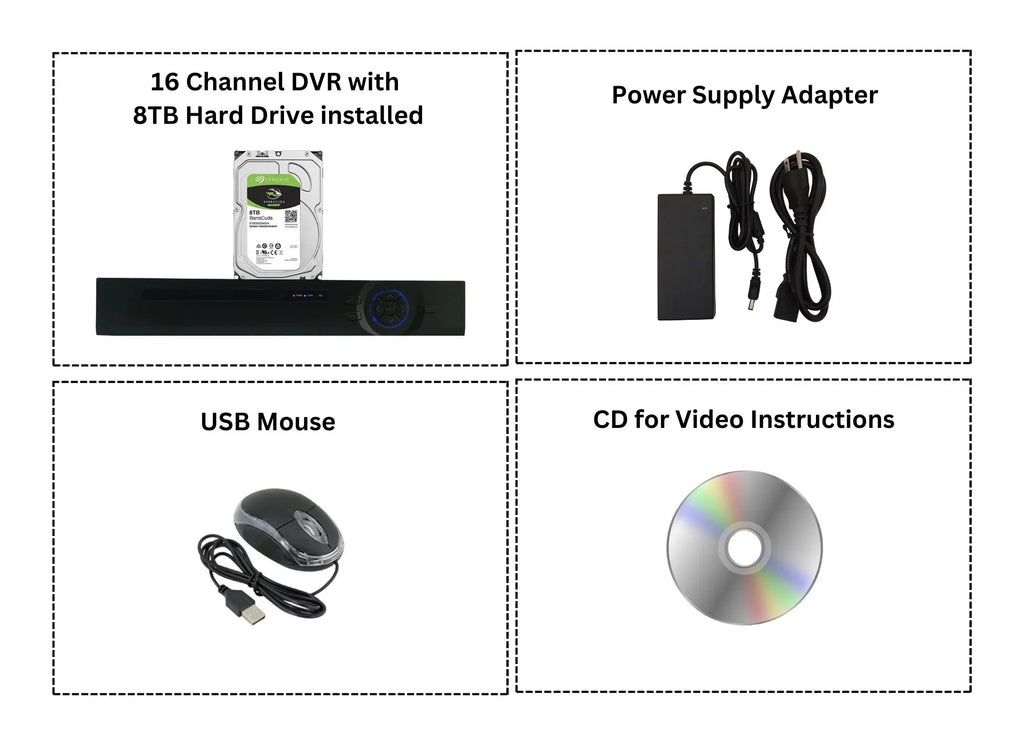 Evertech 16 Channel Digital Video Recorder H.265 Hybrid 4in1 AHD TVI CVI Analog CCTV Security Camera DVR 8TB HDD