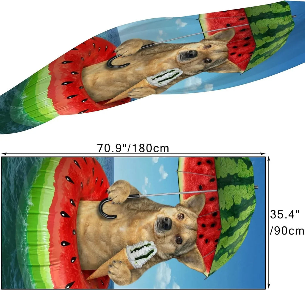 Hyjoy Dog On Watermelon Inflatable Circle Long Silk Neck Scarf Mass Shawl Wrap Scarves for Women Girls
