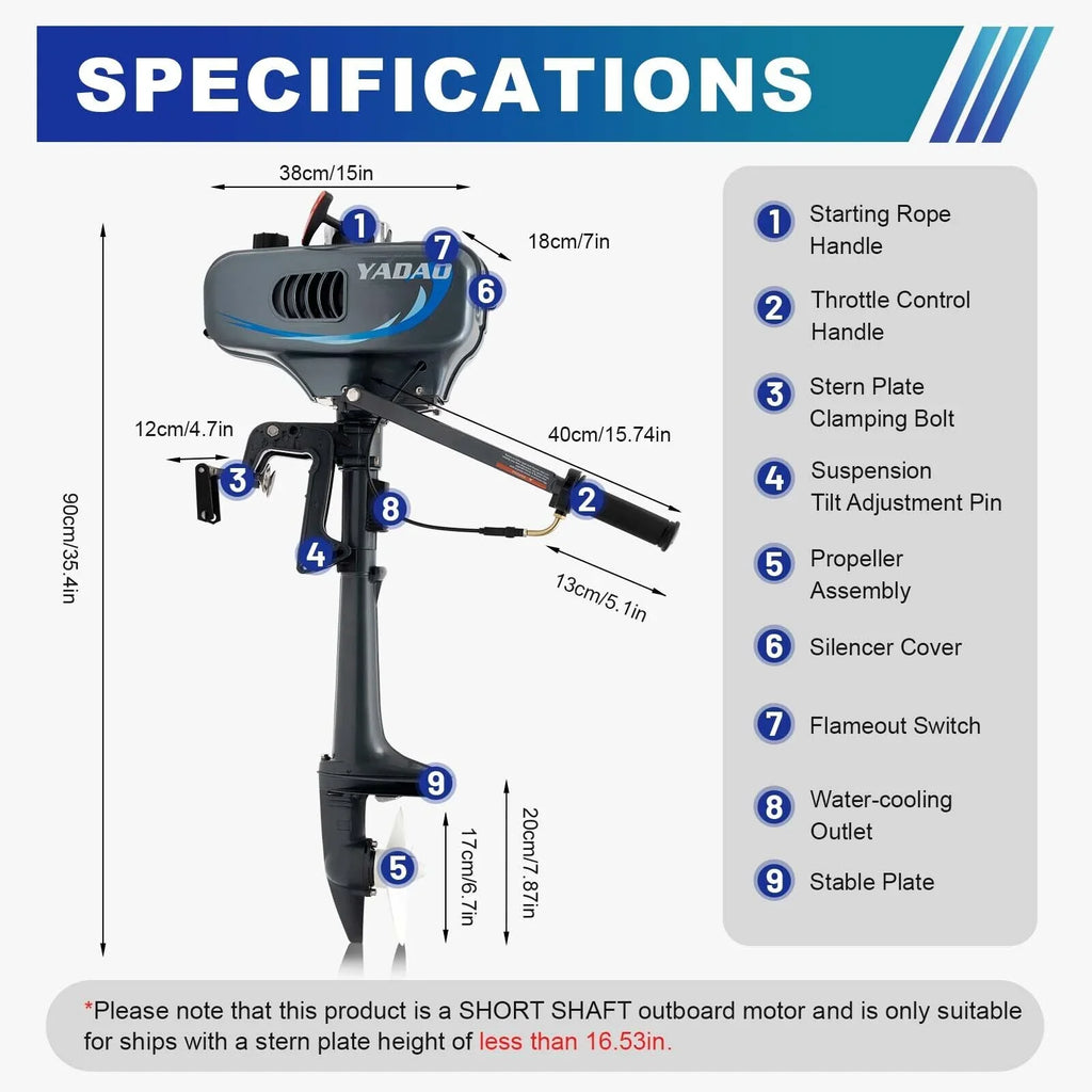 2-Stroke 3.5 Outboard Motor Boat Engine with Water Cooling System Fishing Boat Engine