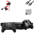 Xbox One X 1TB Jet Gaming Console With 2 Controller + G9 Earbuds With Microphone BOLT AXTION Bundle Used