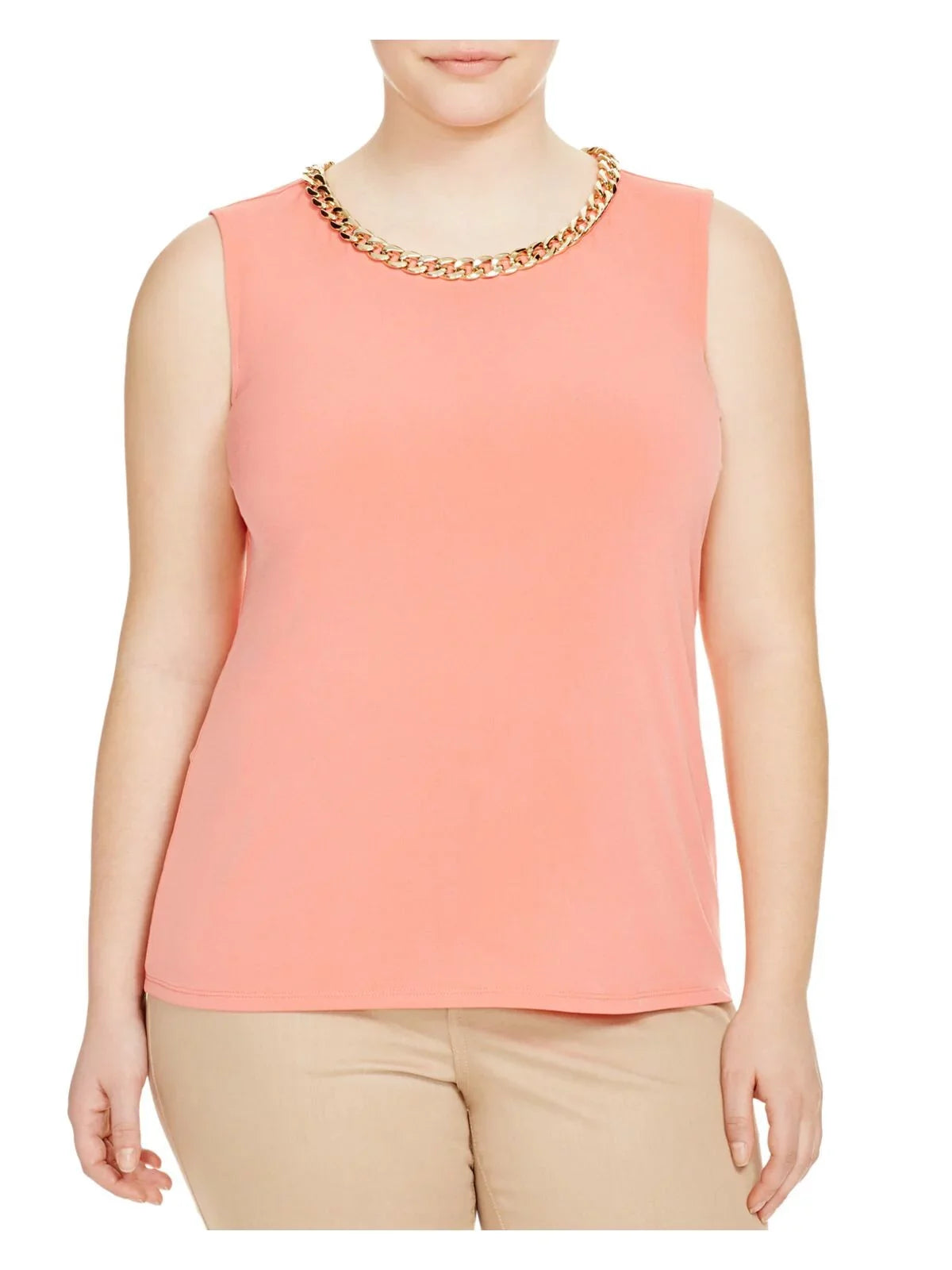CALVIN KLEIN Womens Pink Sleeveless Round Neck Tank Top Plus 2X