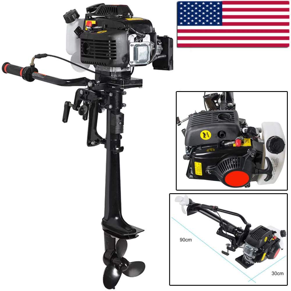4 Stroke 3.6 Outboard Motor 55CC Boat Engine With Air Cooling System
