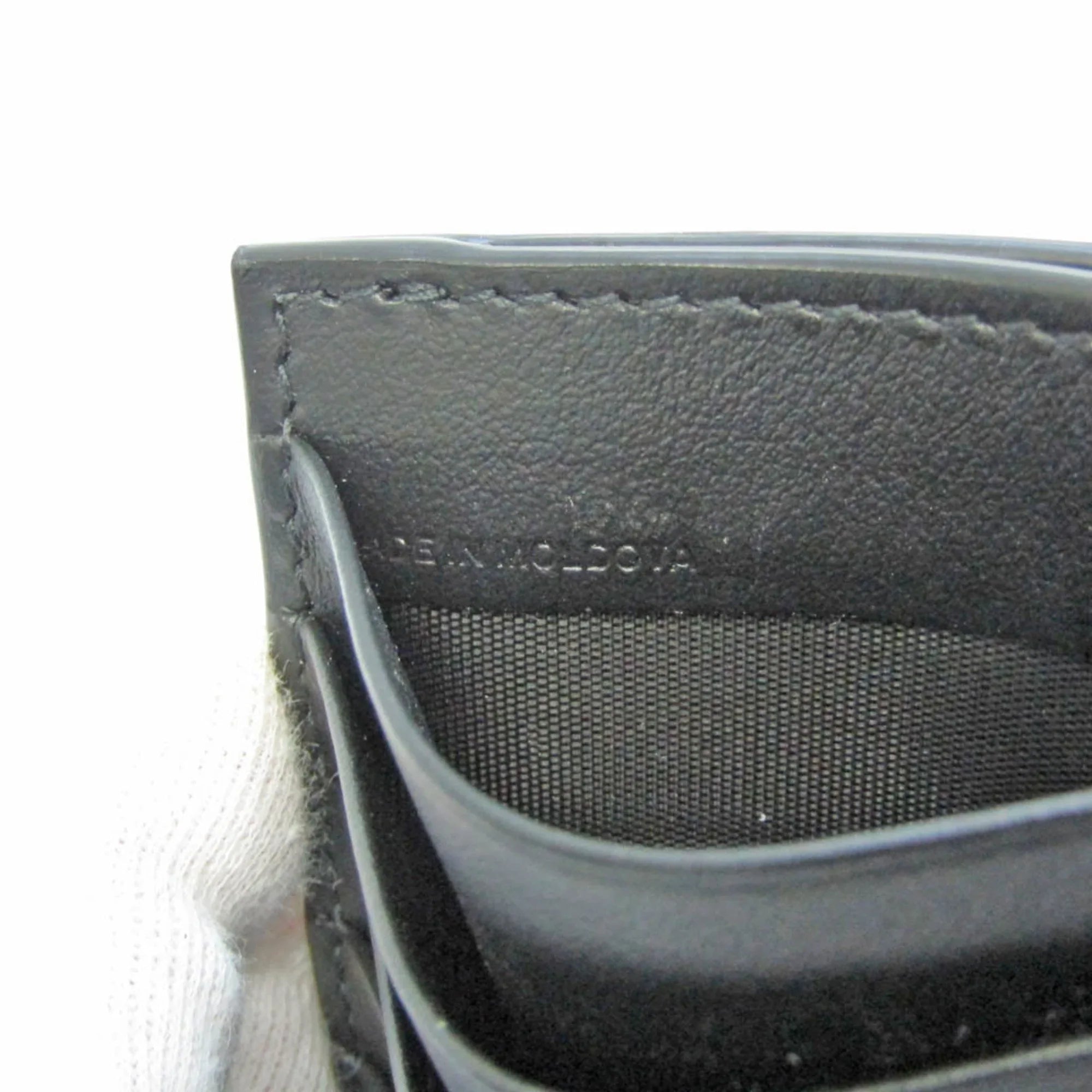 Pre-Owned Burberry Coin Case 8051832 Leather Card Case Ebony (Good)