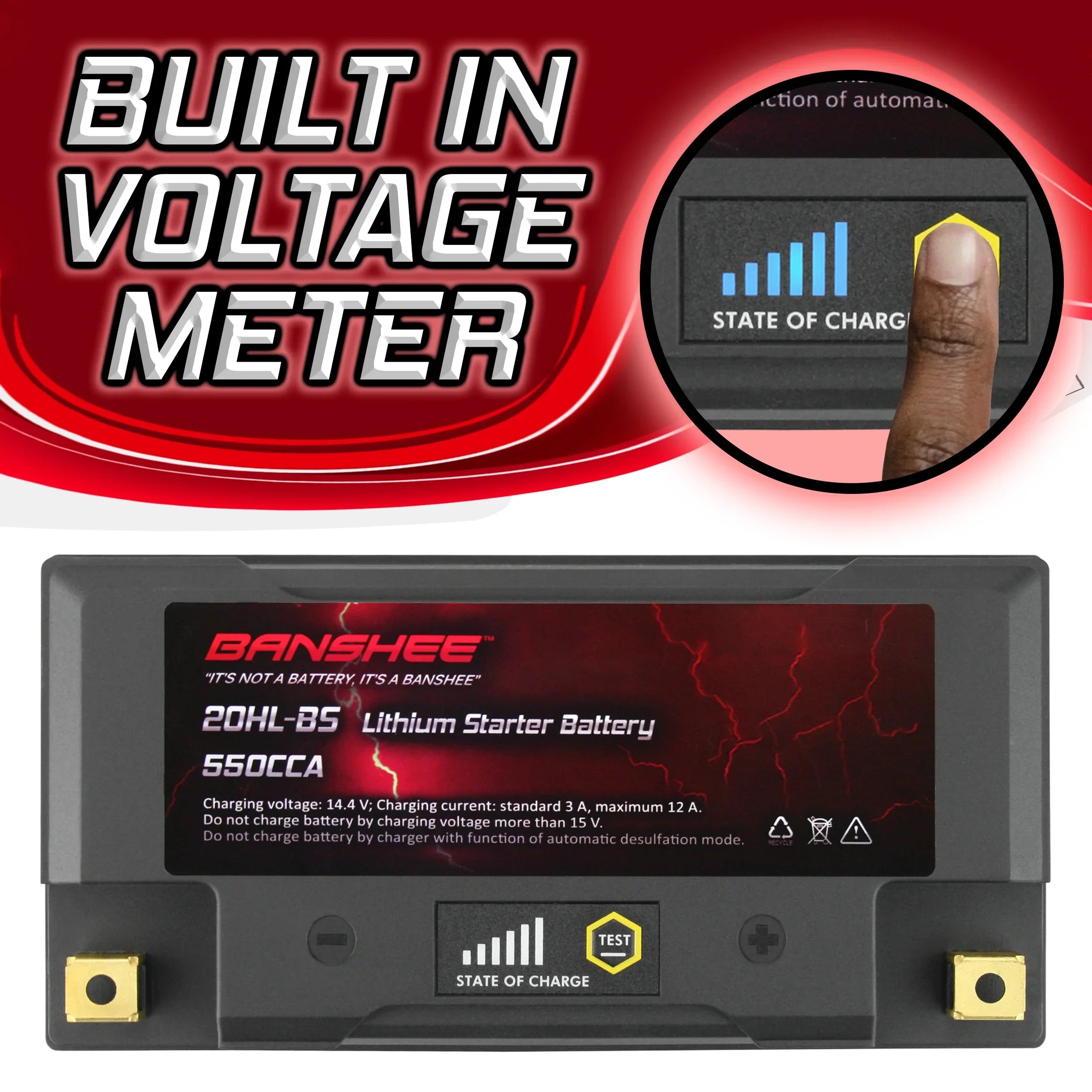 Banshee YTX20L-BS LiFePO4 Motorsports Battery Compatible with Yamaha EX1050 EXR 2019 to 2019