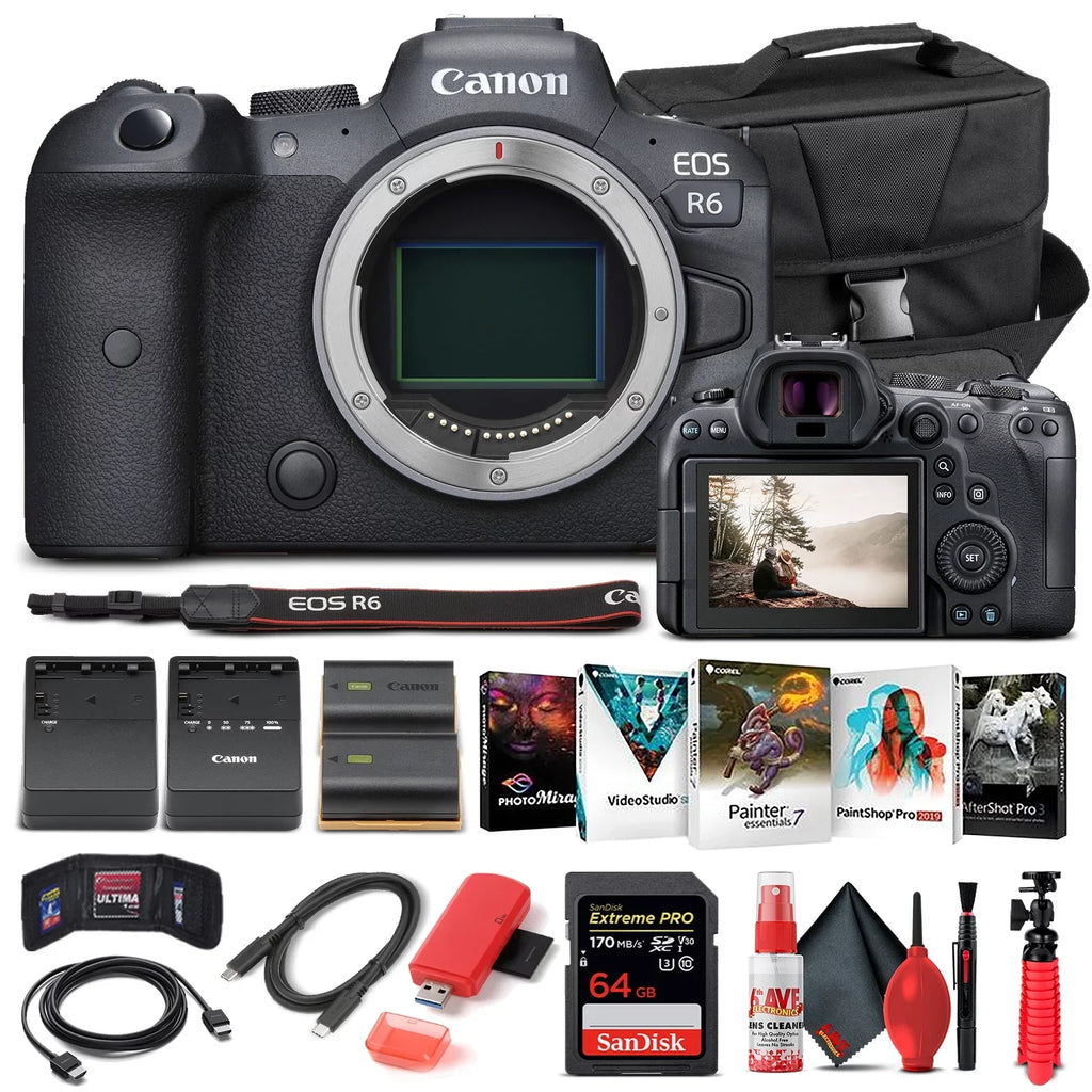 EOS R6 Mirrorless Camera Body Only 4082C002 - Basic Bundle