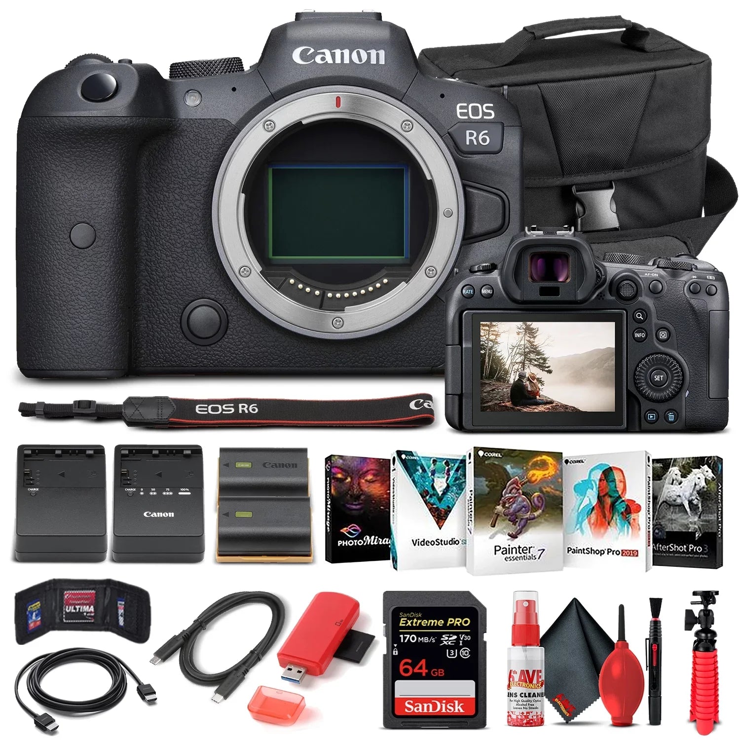 EOS R6 Mirrorless Camera Body Only 4082C002 - Basic Bundle