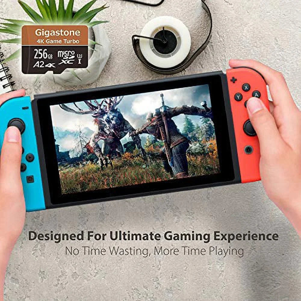 Gigastone 4K Game Turbo 256GB Micro SDXC Memory Card, Nintendo Switch Compatible, Dash Cams, Go Pro Cameras, A2 UHS-I U3 C10 Run App R/W 100/60MB/s [5-Yrs Free-Data-Recovery]