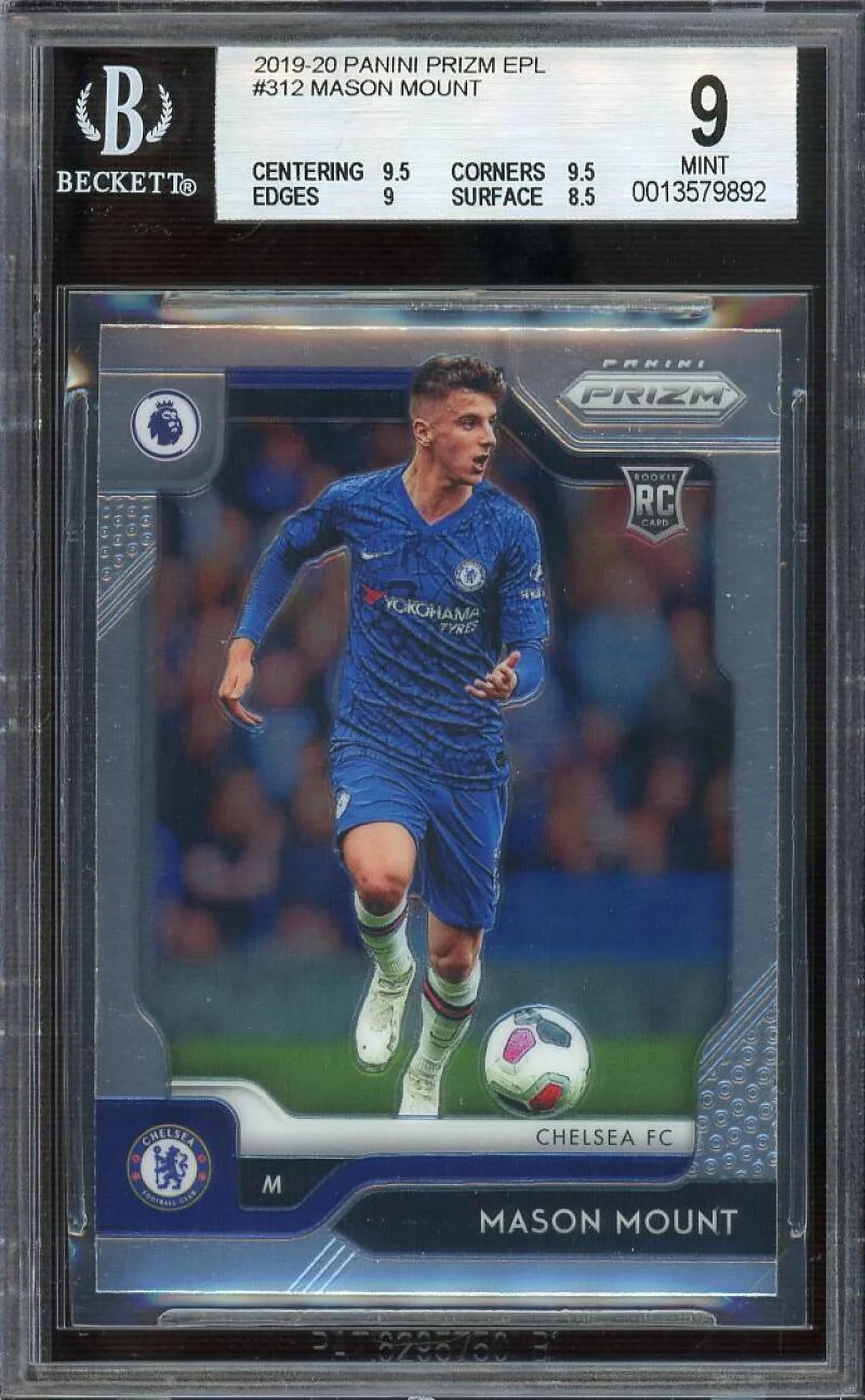 Mason Mount Rookie Card 2019-20 Panini Prizm EPL #312 BGS 9