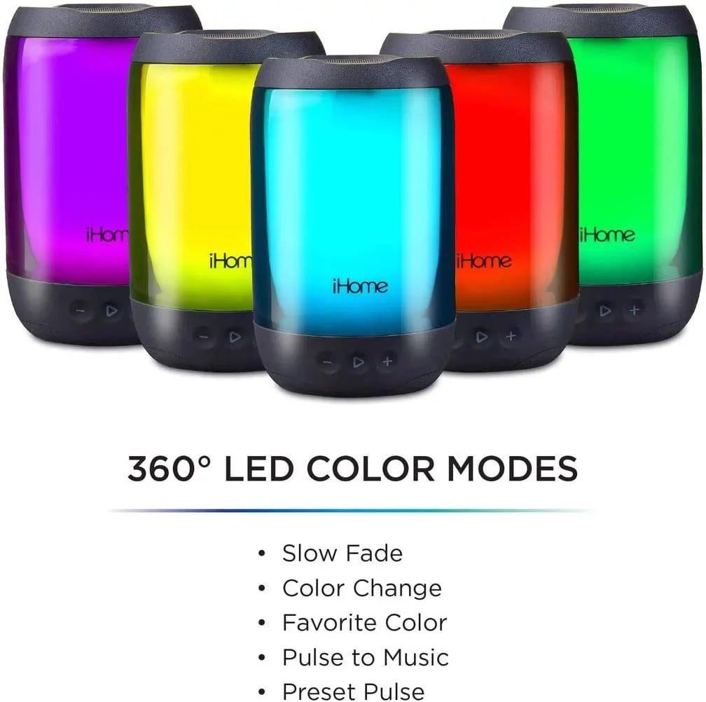 iHome Waterproof Bluetooth Speaker with Lights, Color-Changing Portable Speaker
