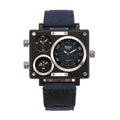 Brand New Style Men's Watches Luxury Unique Designer Watches Men Fashion Square Big Face 3 Time Zone Casual Quartz Watch Blue