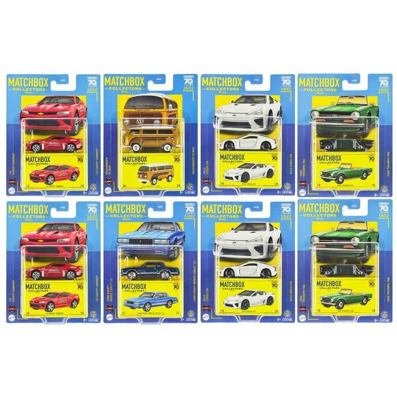 Matchbox Collectors Superfast 2023 Assortment U 70 Years Special Edition Set of Diecast Model Car - 8 Piece