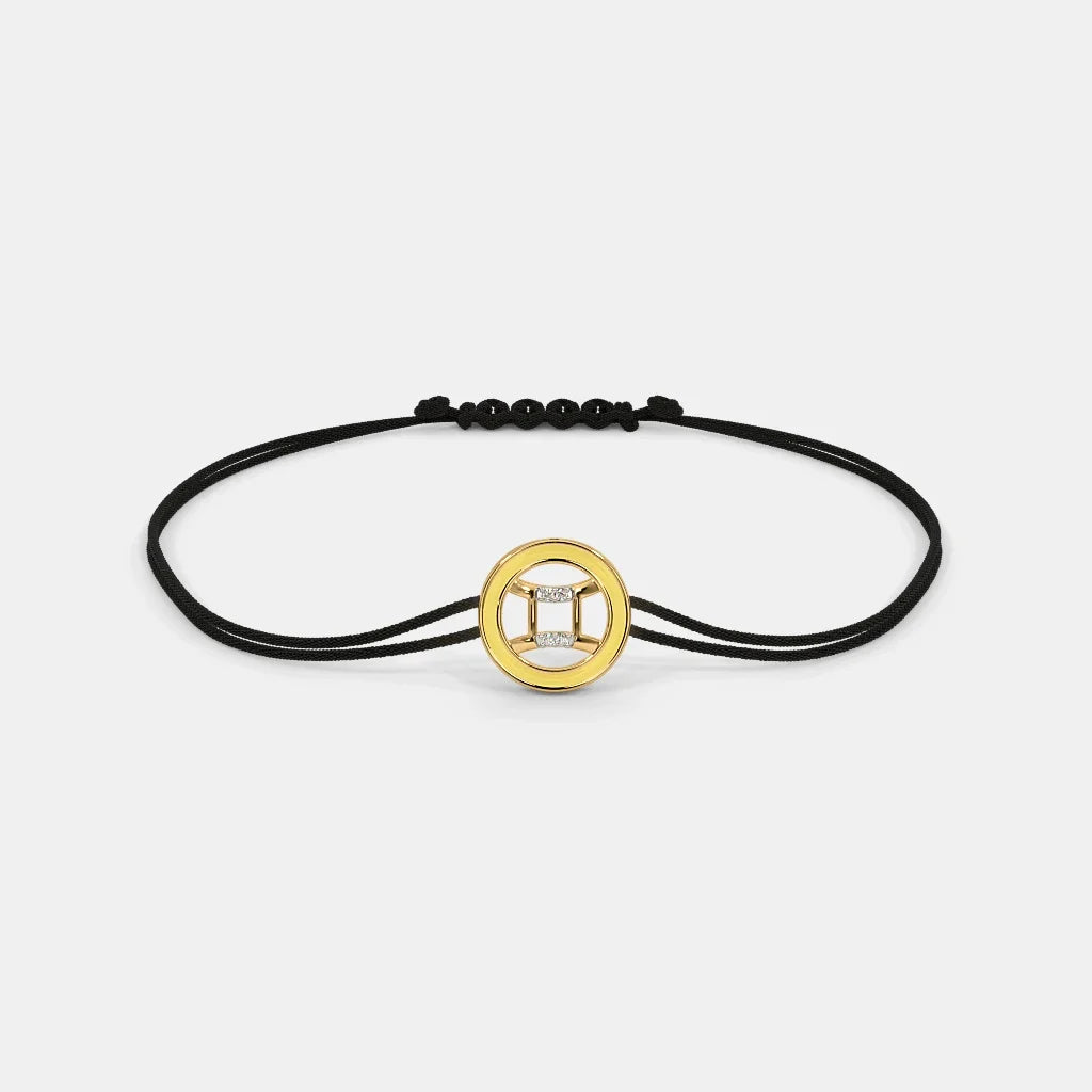 SILBERO INDIA The Enid Gemini Cord Bracelet - Adjustable Elegance in 18Kt Yellow Gold