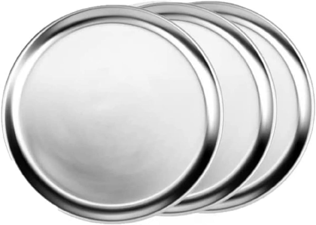 TrueCraftware- Set of 3 Aluminum 12” Pizza Tray Pan Wide Rim- Bakeware Round Pizza Pan Pizza Tray Baking Tray Round Baking Tray for Home Kitchen Pizzeria & Restaurants